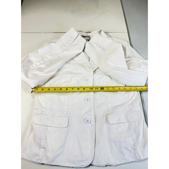 Madison & Max Womens Blazer Jacket Button Front White Cotton Blend Medium M - Picture 5 of 10